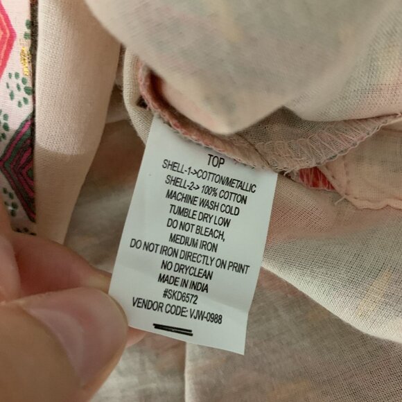 Biba Boho Top 36 Short Sleeve V Neck Retro Multicolor Lightweight - Picture 6 of 6